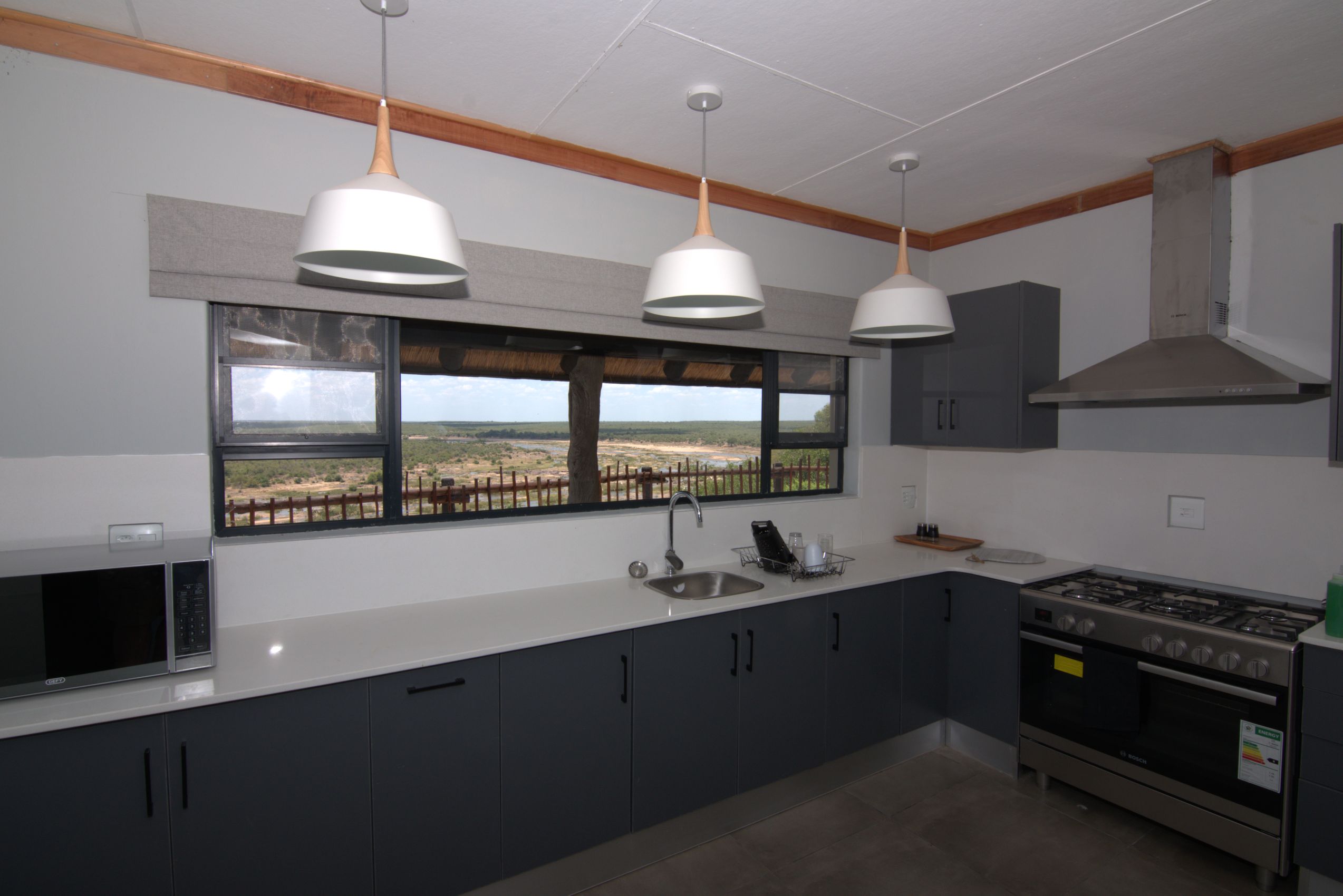 The kitchen at Nshawu Guest House in Olifants camp in the Kruger