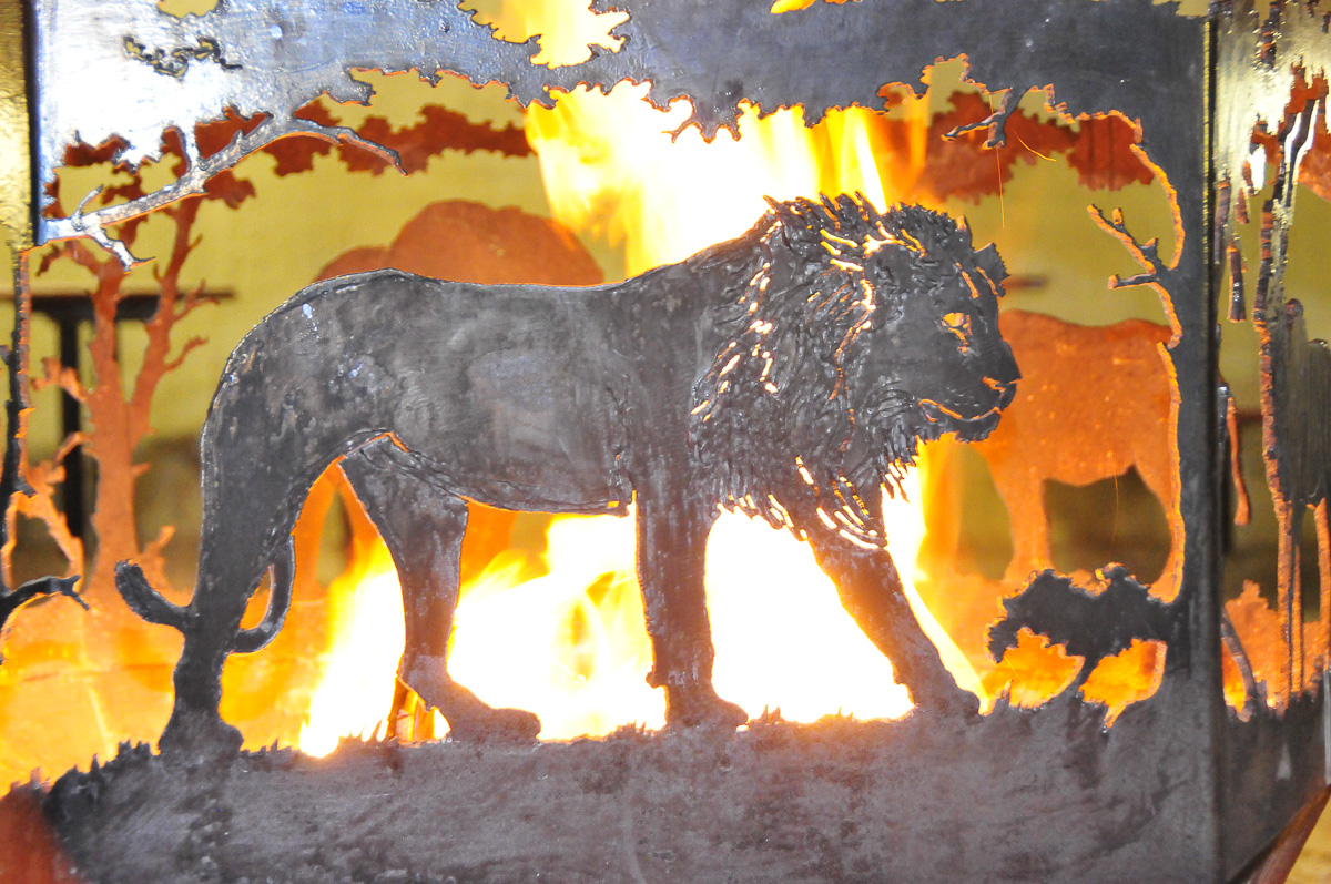Okaukuejo fire pit lion