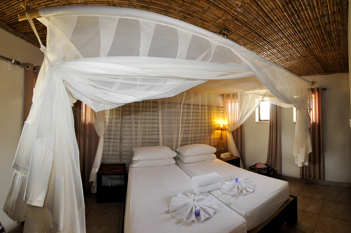 chalet bedroom at Okaukuejo camp in Etosha