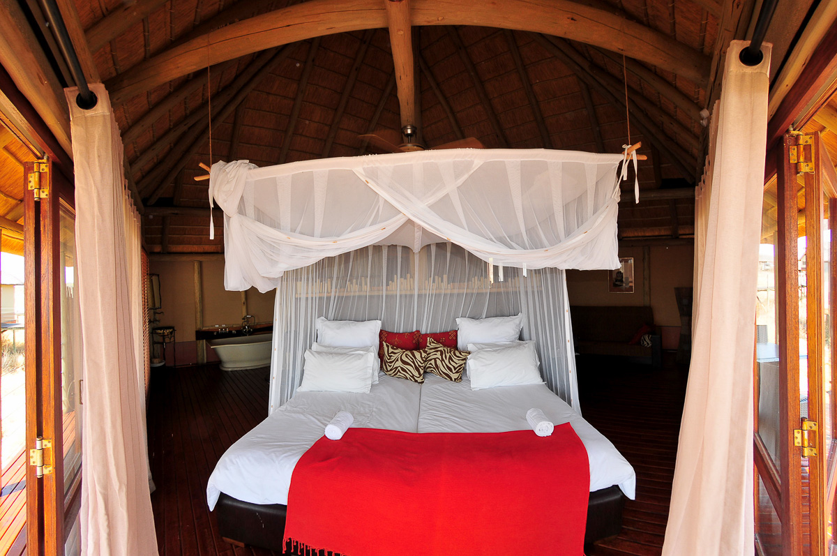Onkoshi chalet bedroom in Etosha National Park
