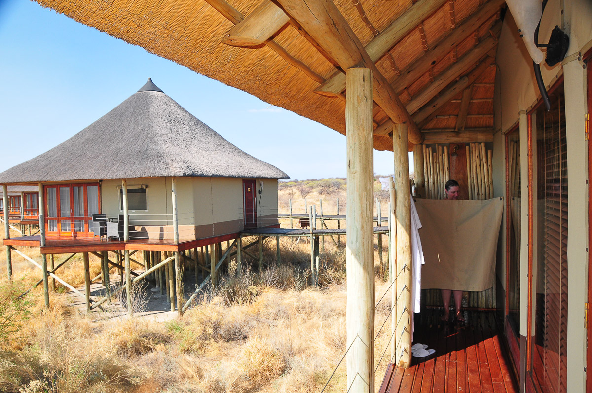 outdoor shower at Onkoshi camp in Etosha