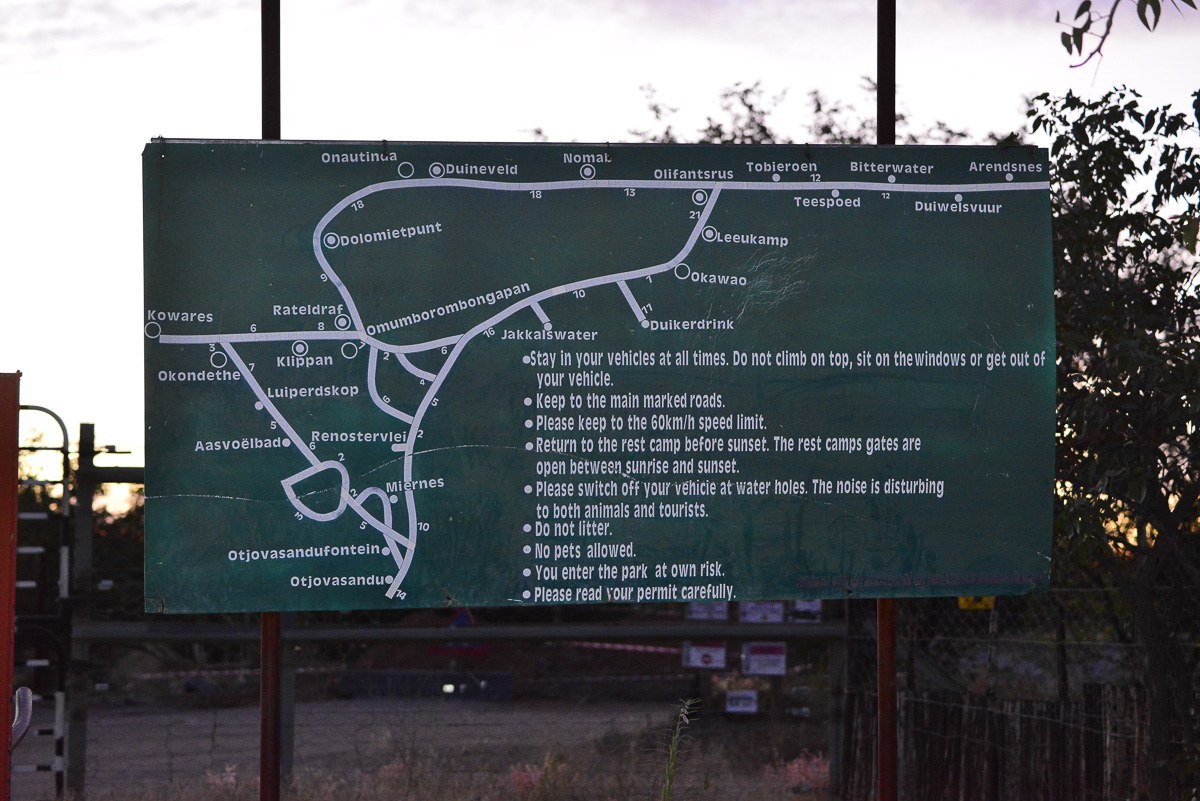 Old Etosha map for the Western side of the park