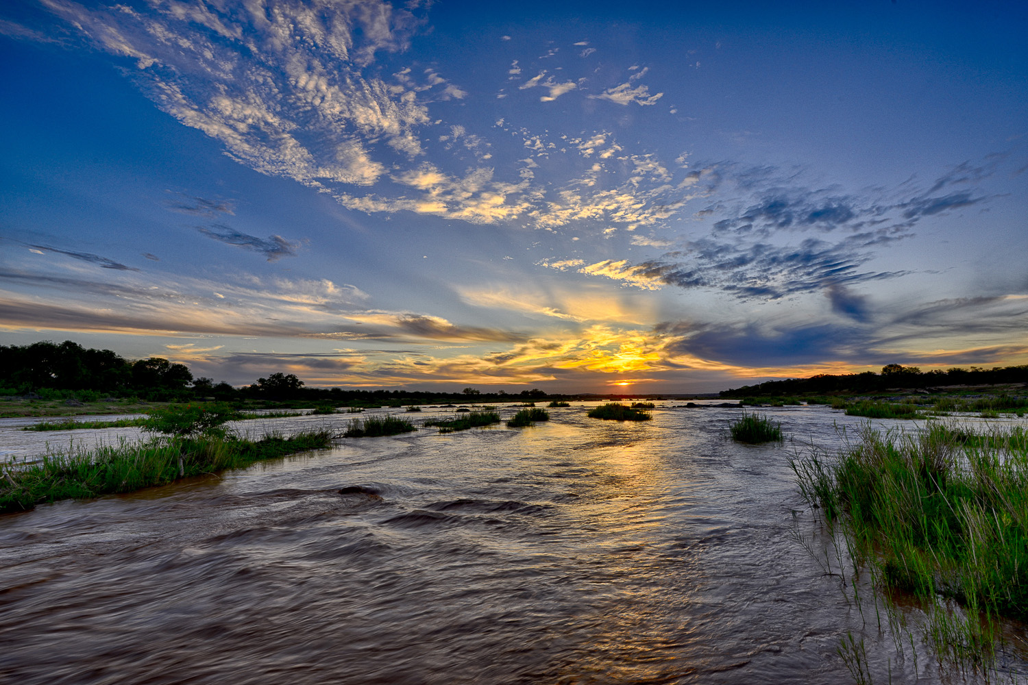 Sunset at Olifants Low Level Bridge near Balule in the Kruger National Park