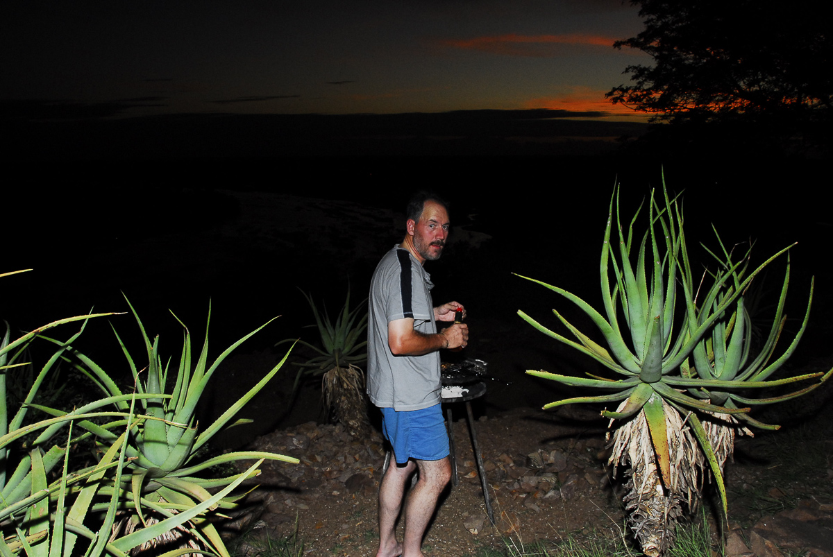 Olifants Mario braaing at Sunset