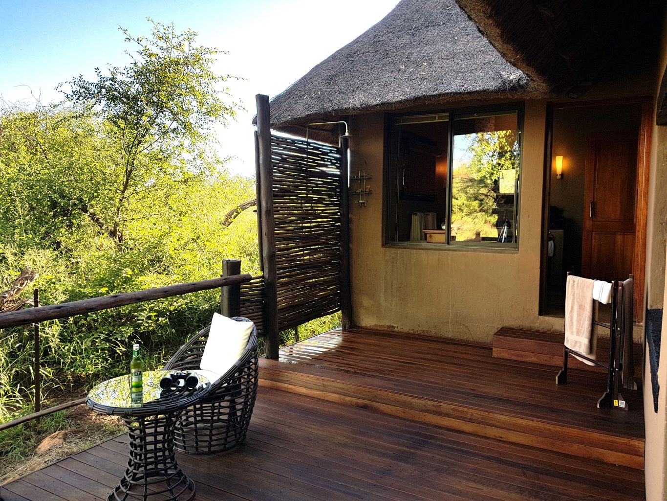 The out -door shower at chalet 17 at Madikwe River Lodge The out -door shower at chalet 17 at Madikwe River Lodge