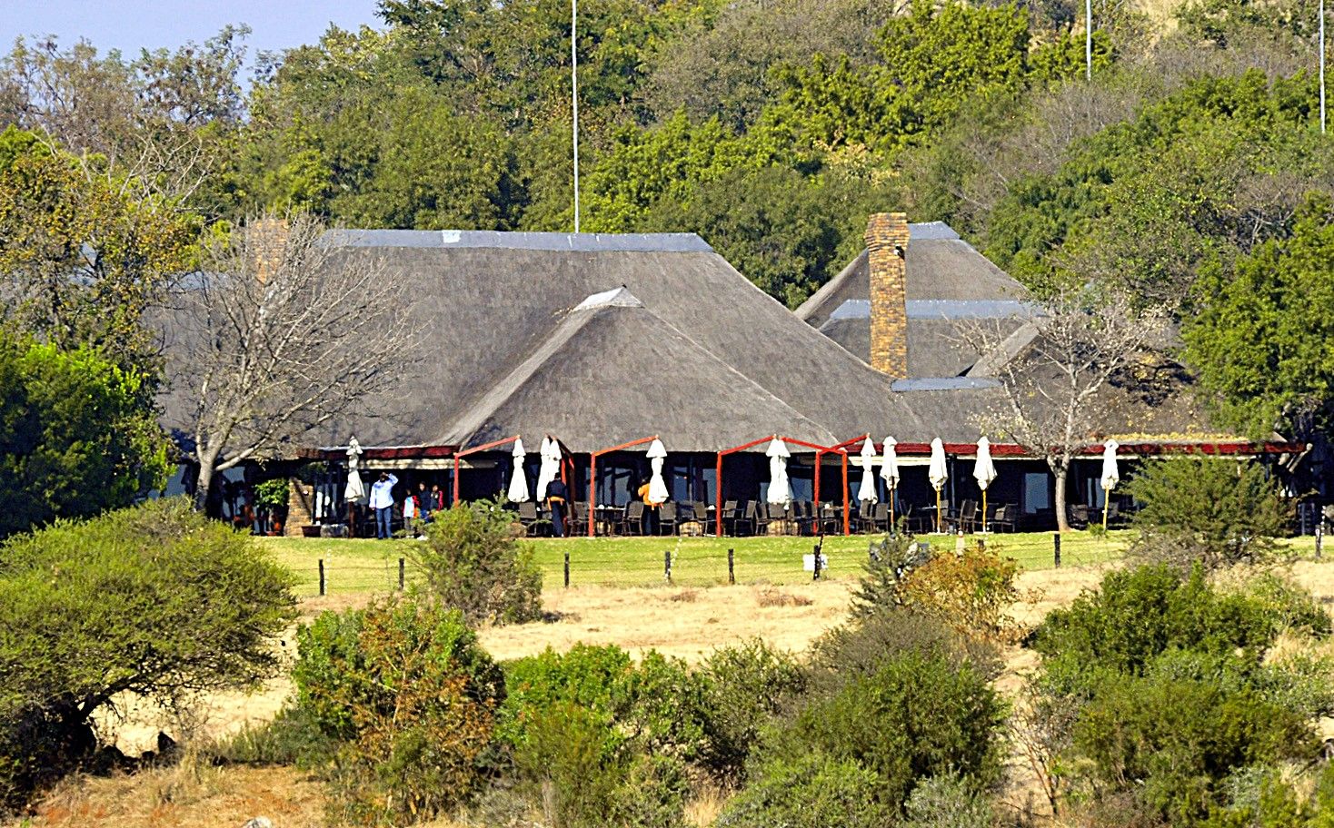 View of the restaurant and terrace at Bakubung Bush Lodge
