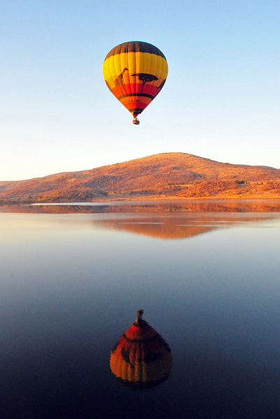 Hot Air Balloon over Lake Mankwe in the Pilanesberg