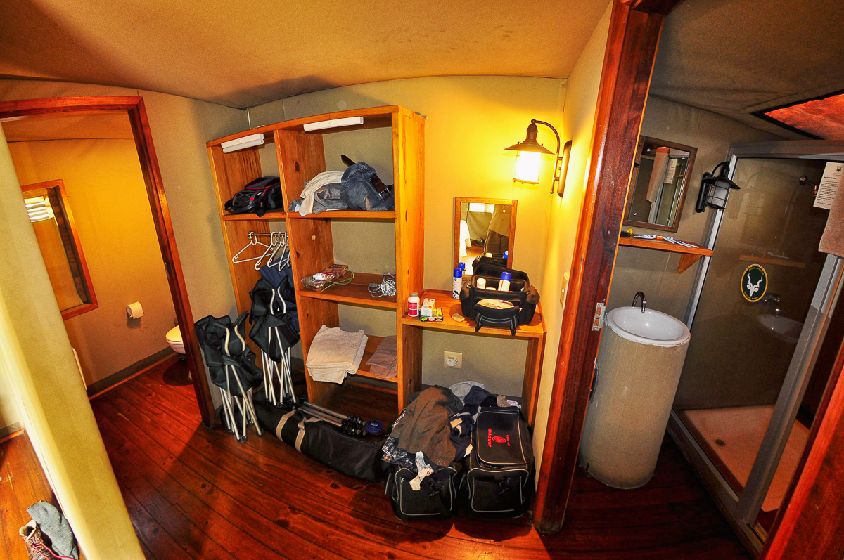 bathroom and storage area in Punda Safari tent
