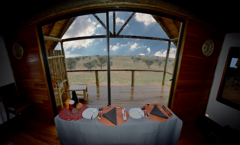 meal time in our Rooiputs chalet with a lovely view