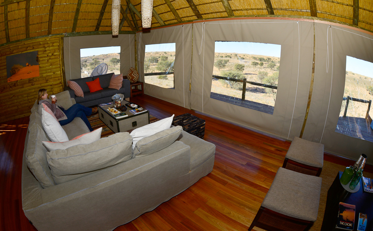 Rooiputs lounge with the canvas flaps down