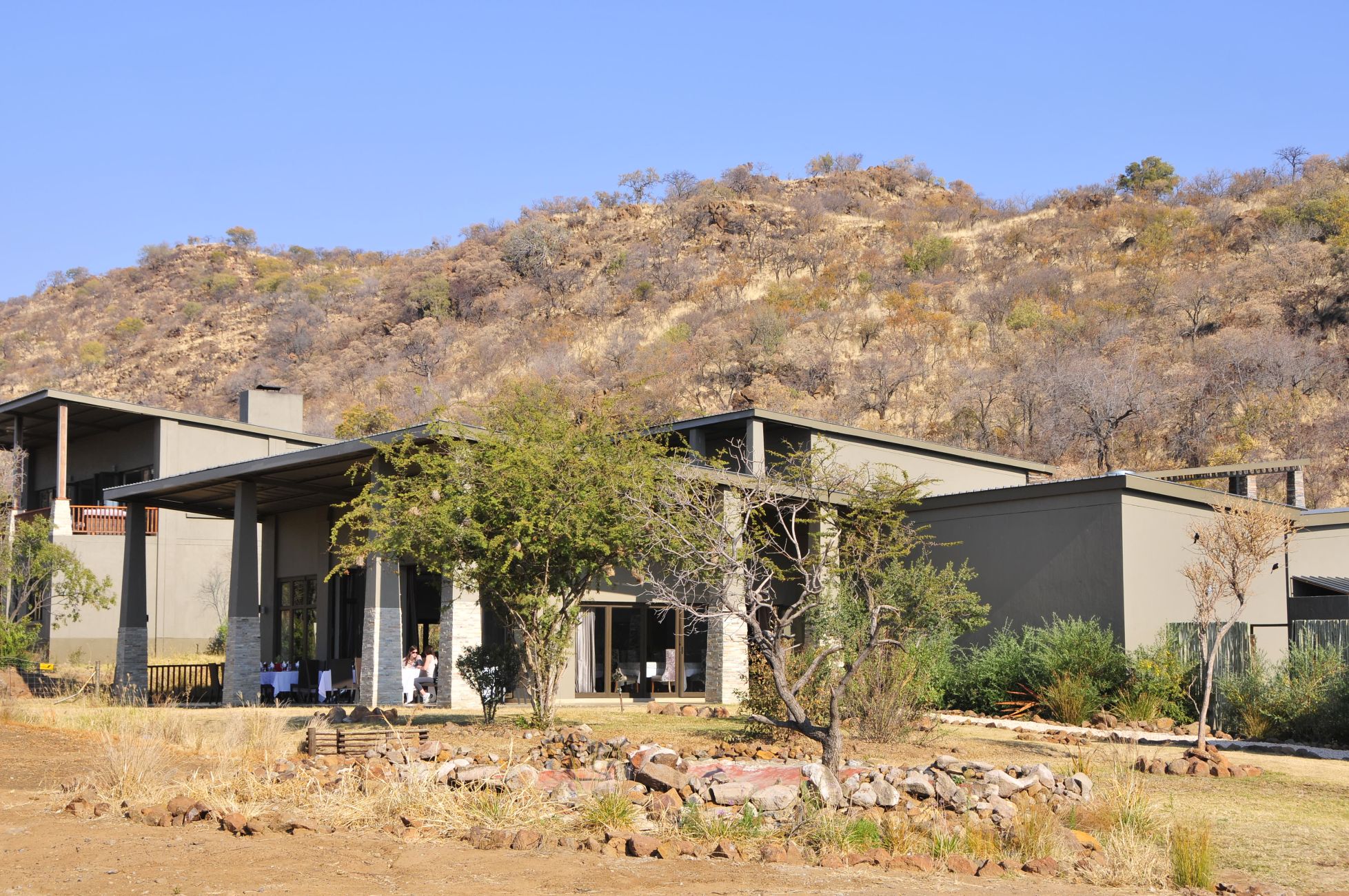 Outside view of the patio overlooking the waterhole