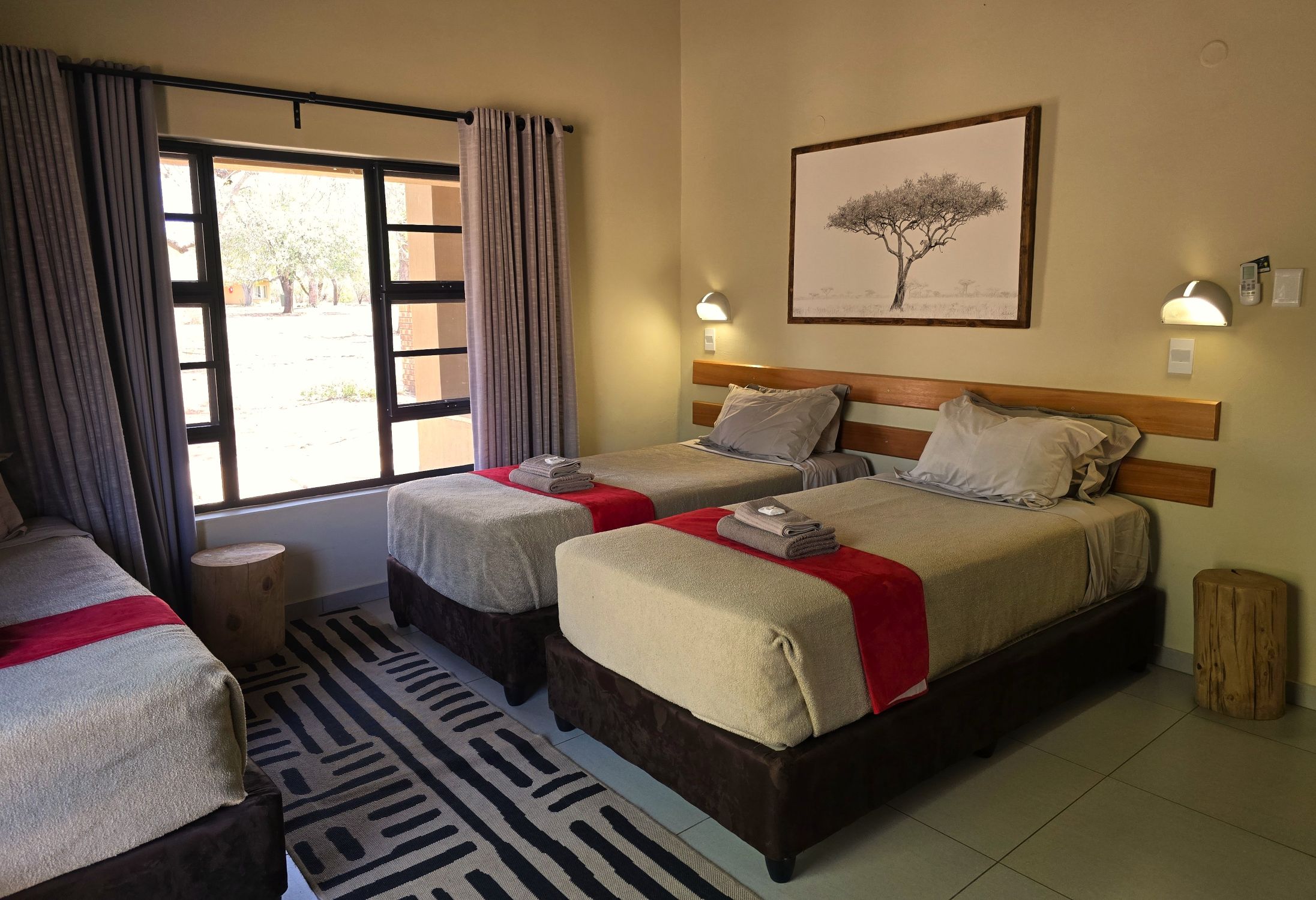 Bedroom in the family bungalow at Satara camp in the Kruger