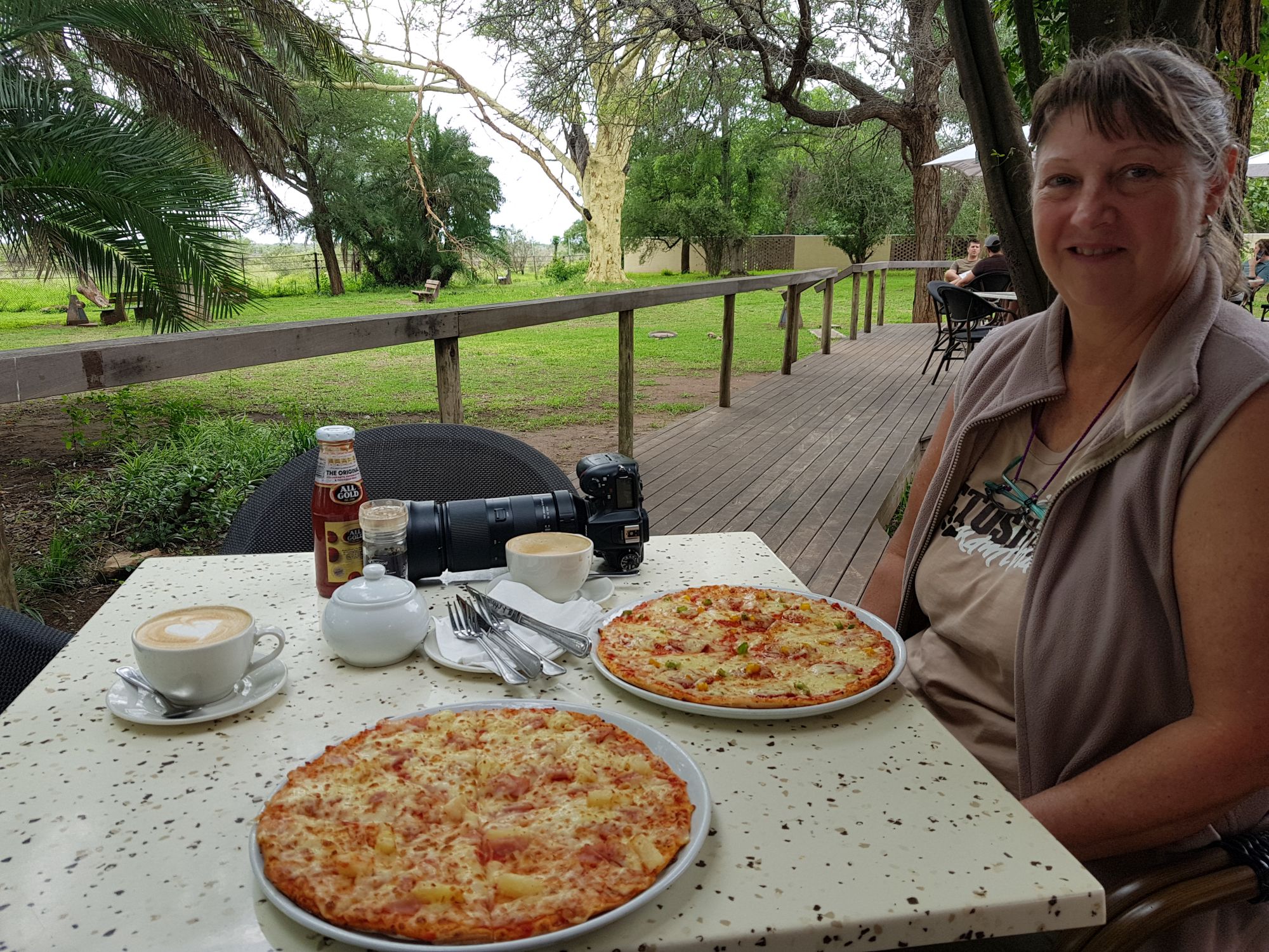 Pizza lunch in Satara camp in the Kruger