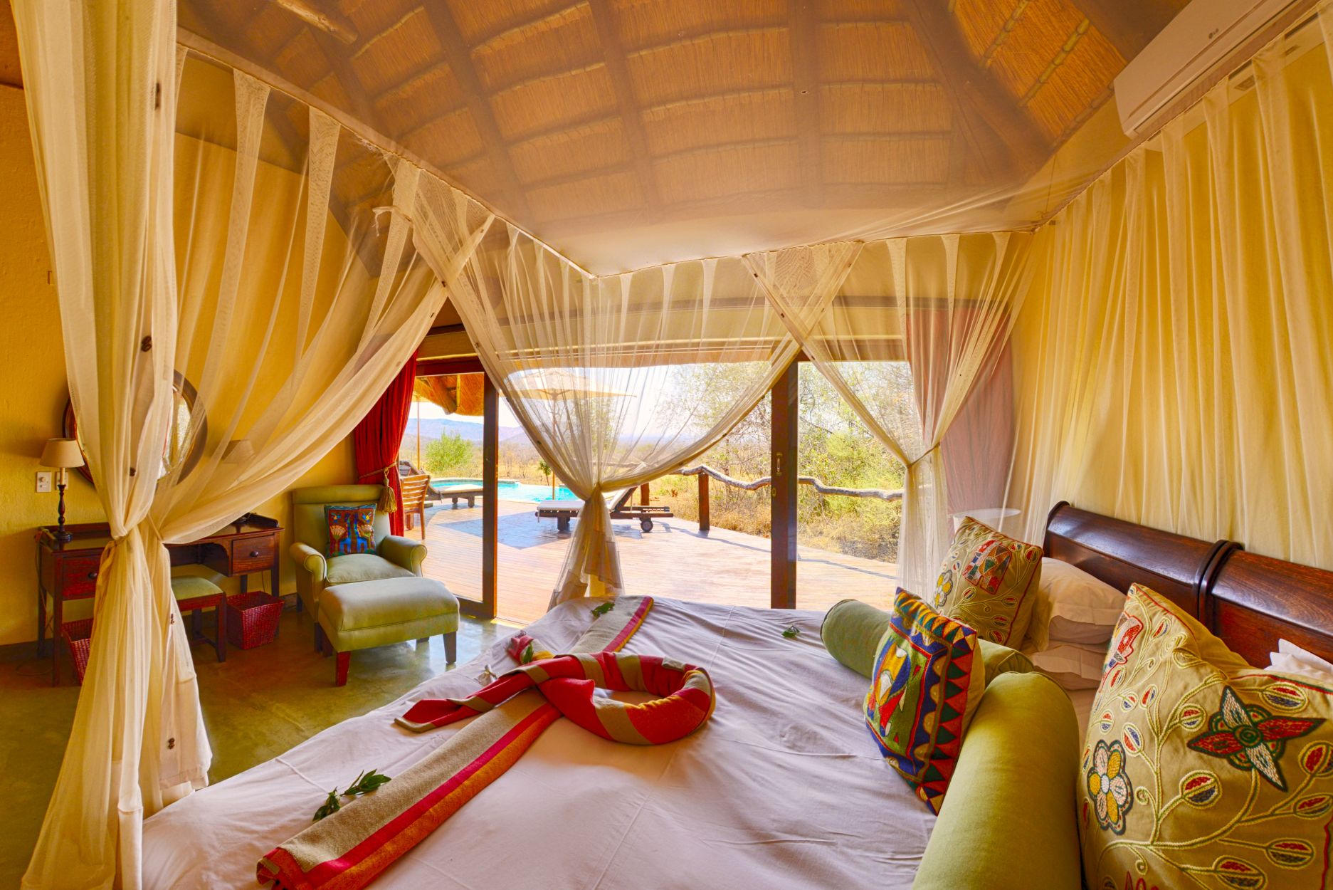 Self catering villa bedroom at Motswiri Private Safari Lodge