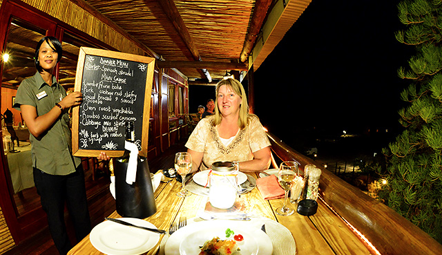 Dinner menu being presented at Desert Horse Inn