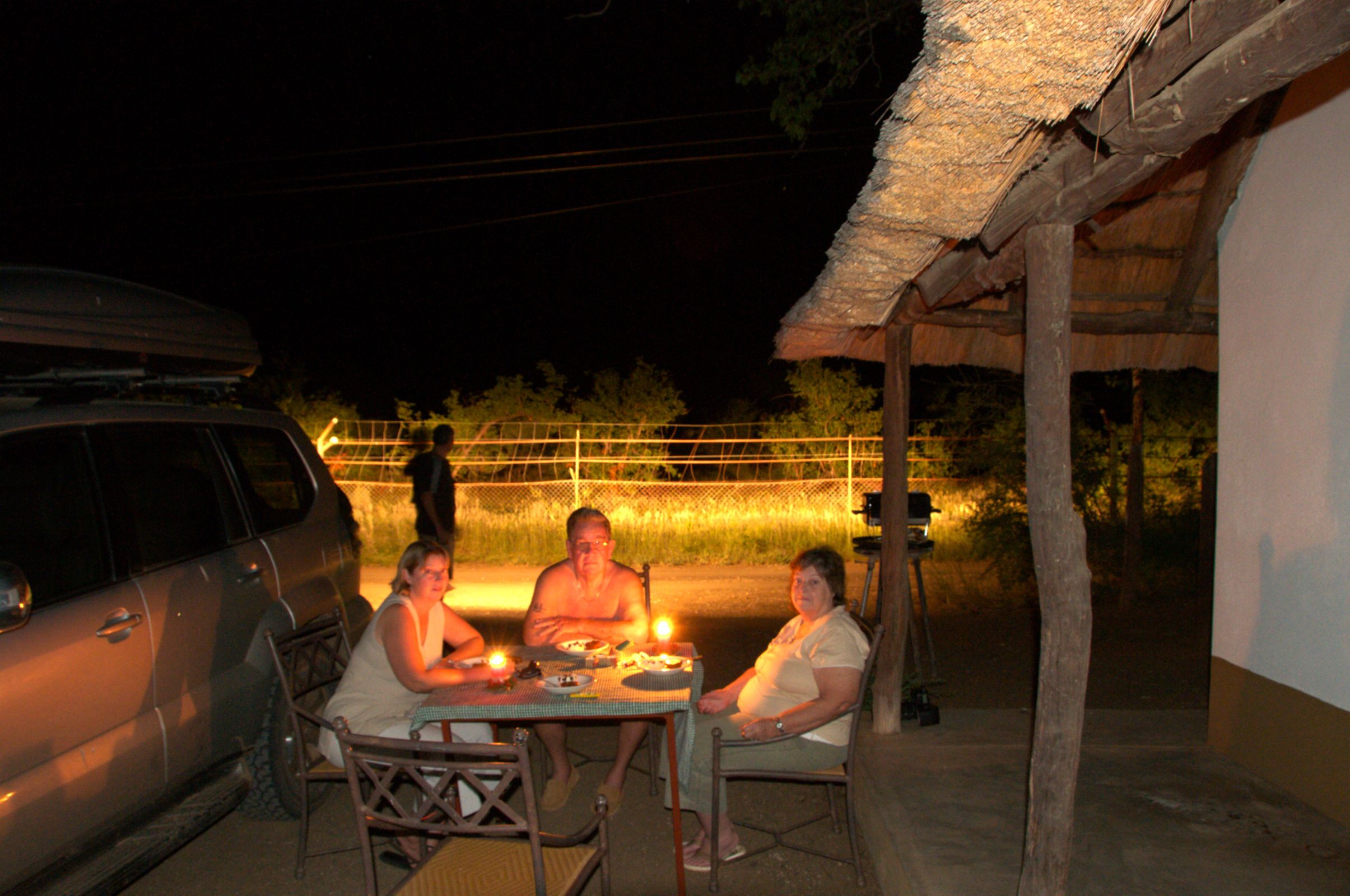 Us braaing at our bungalow in Shingwedzi camp