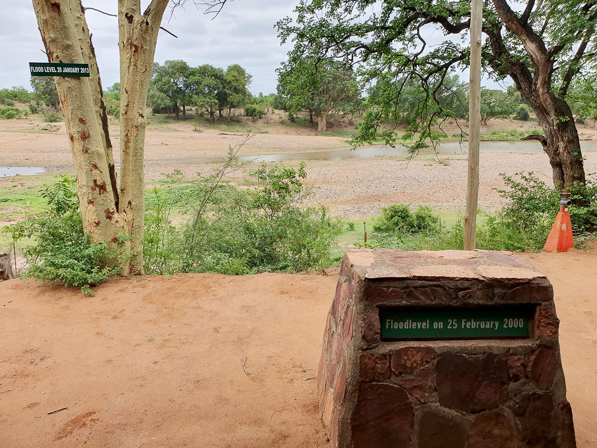 Two different flood level marks at Shingwedzi