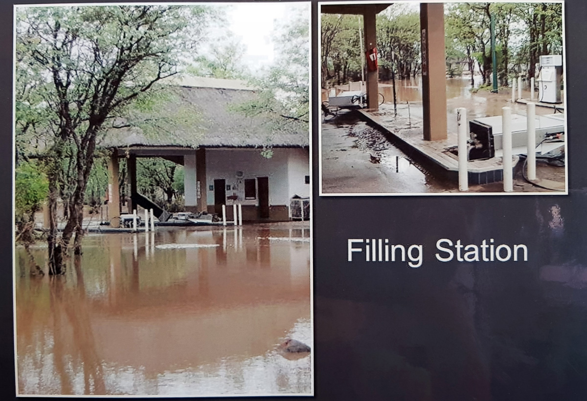 The flooded petrol station at Shingwedzi