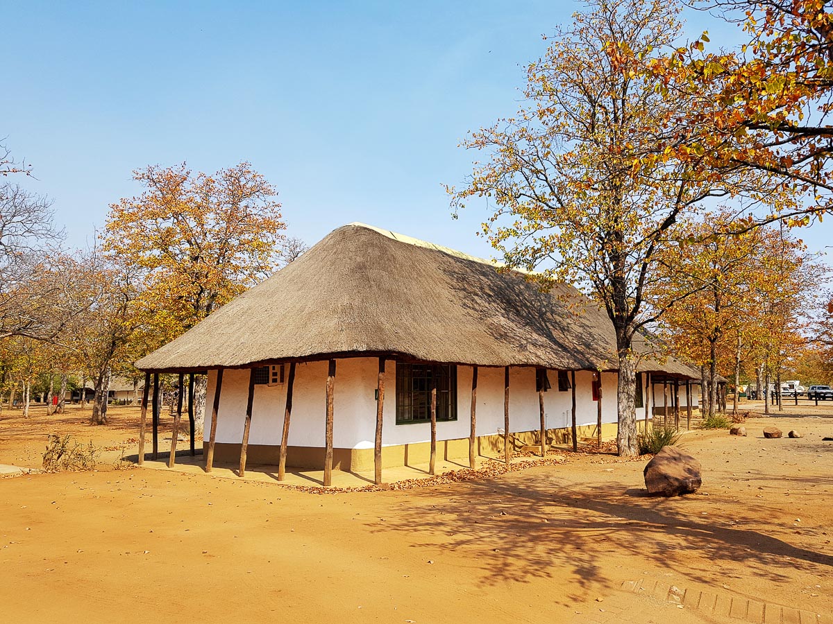 Shingwedzi camps old white washed bungalows