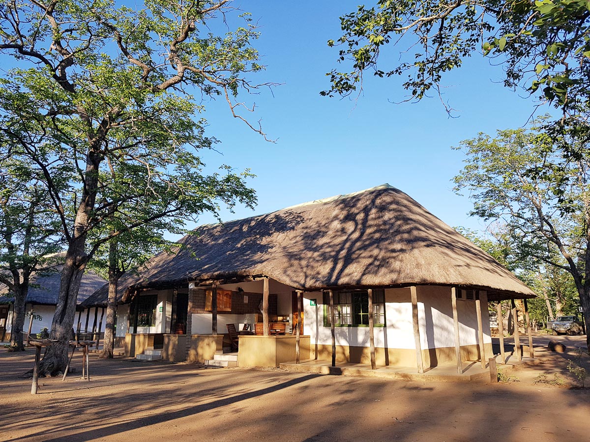 The old white washed Shingwedzi bungalows
