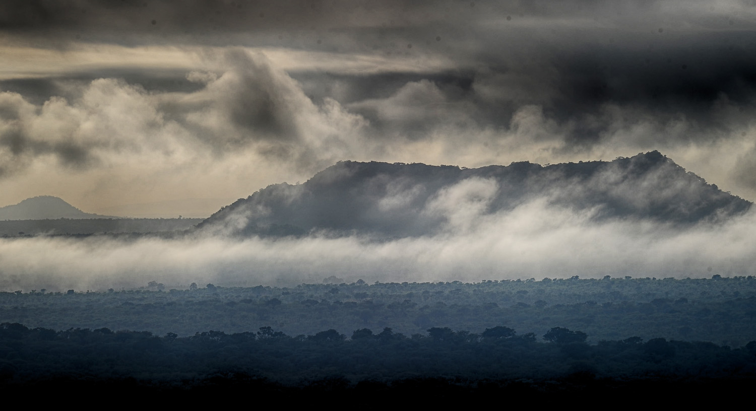 Ship Mountain in the mist taken near Pretoriuskop in the Kruger National Park
