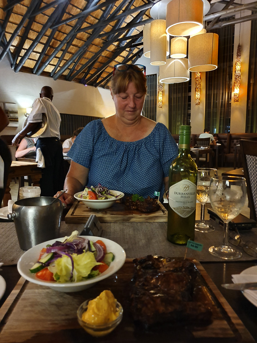 Eating at Skukuza Cattle Baron Restaurant