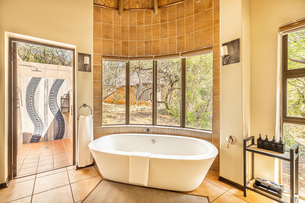 Standard suite bathroom at Ivory Tree Lodge