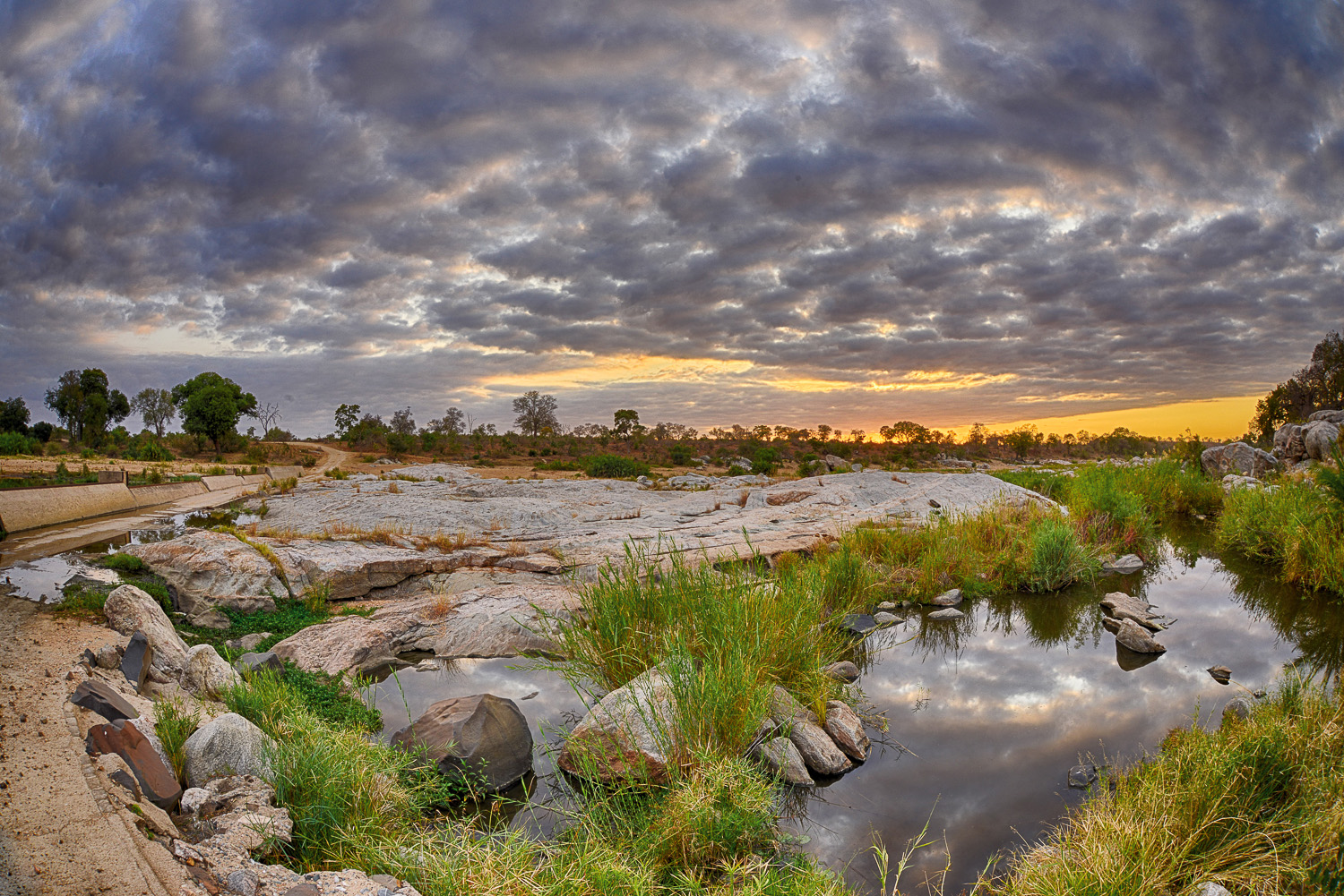 Sunrise at Biyamiti Weir on the S114 near Biyamiti  Bush Camp in the Kruger National Park