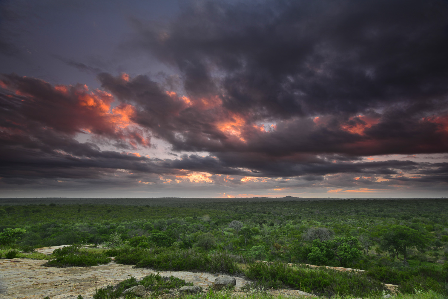Sunrise from Mathekenyane koppie near Skukuza in the Kruger National Park