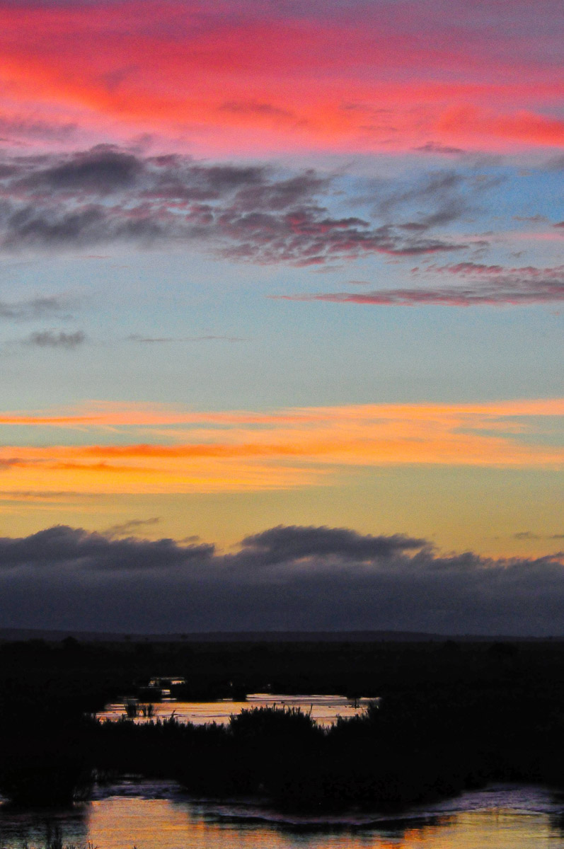 Sunrise from Lower Sabie Low level bridge in the Kruger National Park