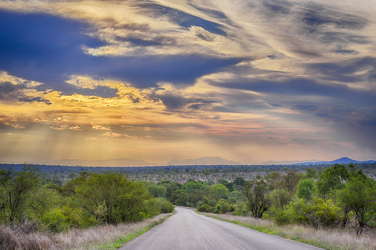 Sunset near Orpen rest camp in the Kruger National Park