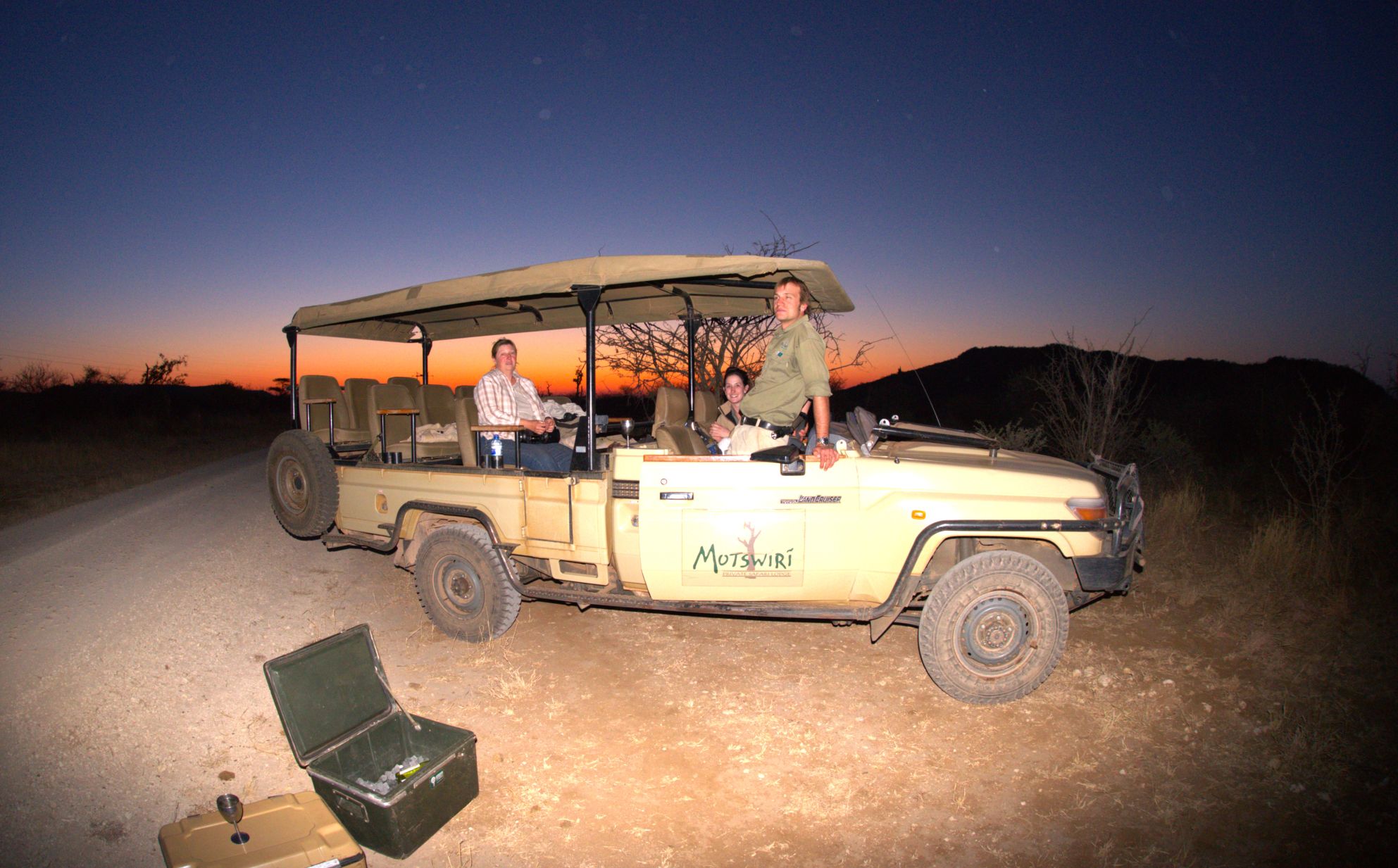 Sunset on our game drive with Motswiri Private Safari Lodge