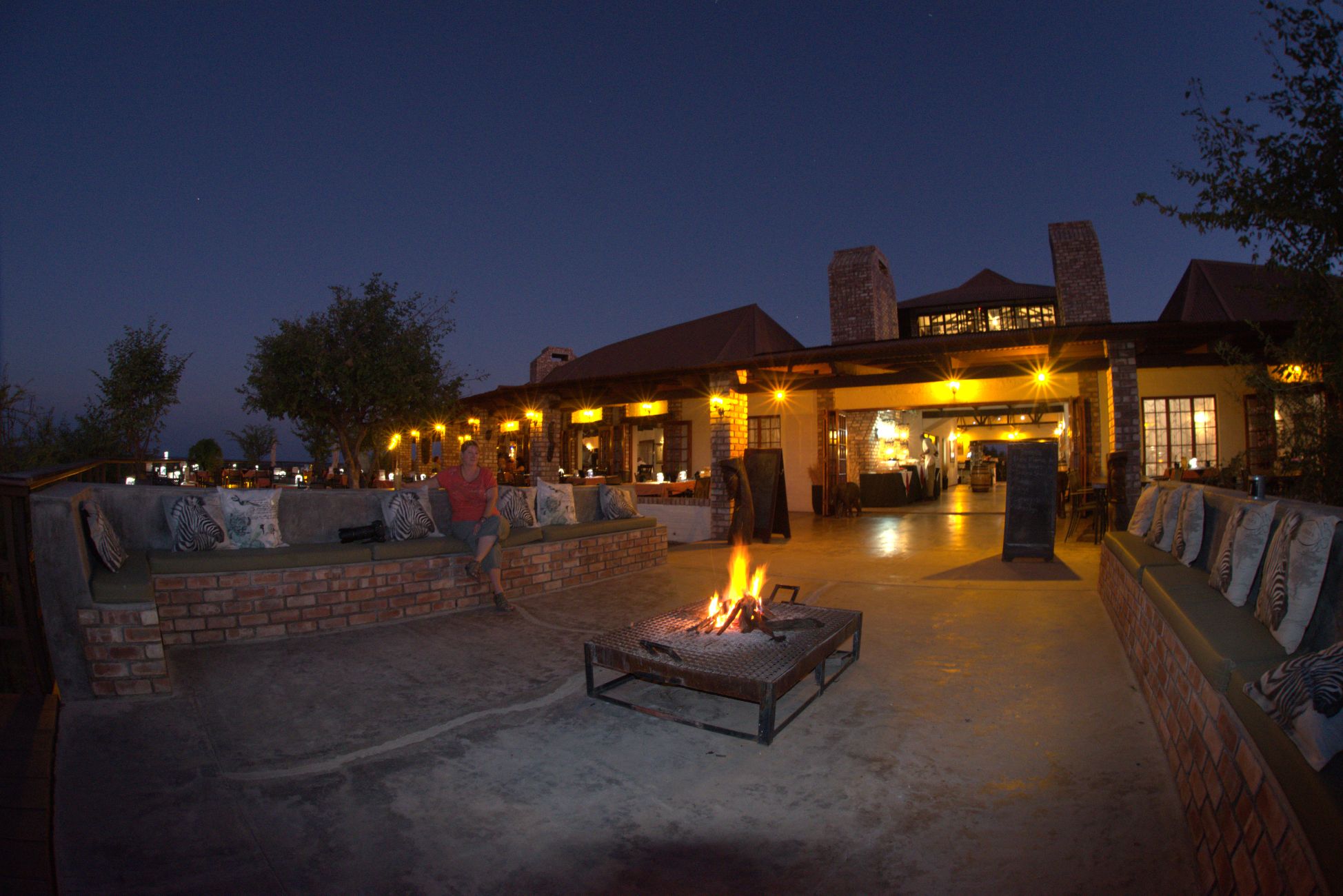 Sunset in the boma area at Etosha Safari Lodge