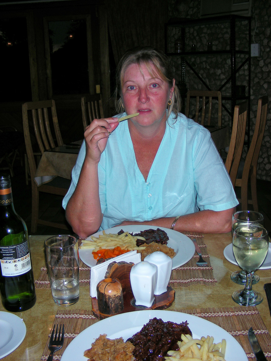A meal at Twee Rivieren camp restaurant