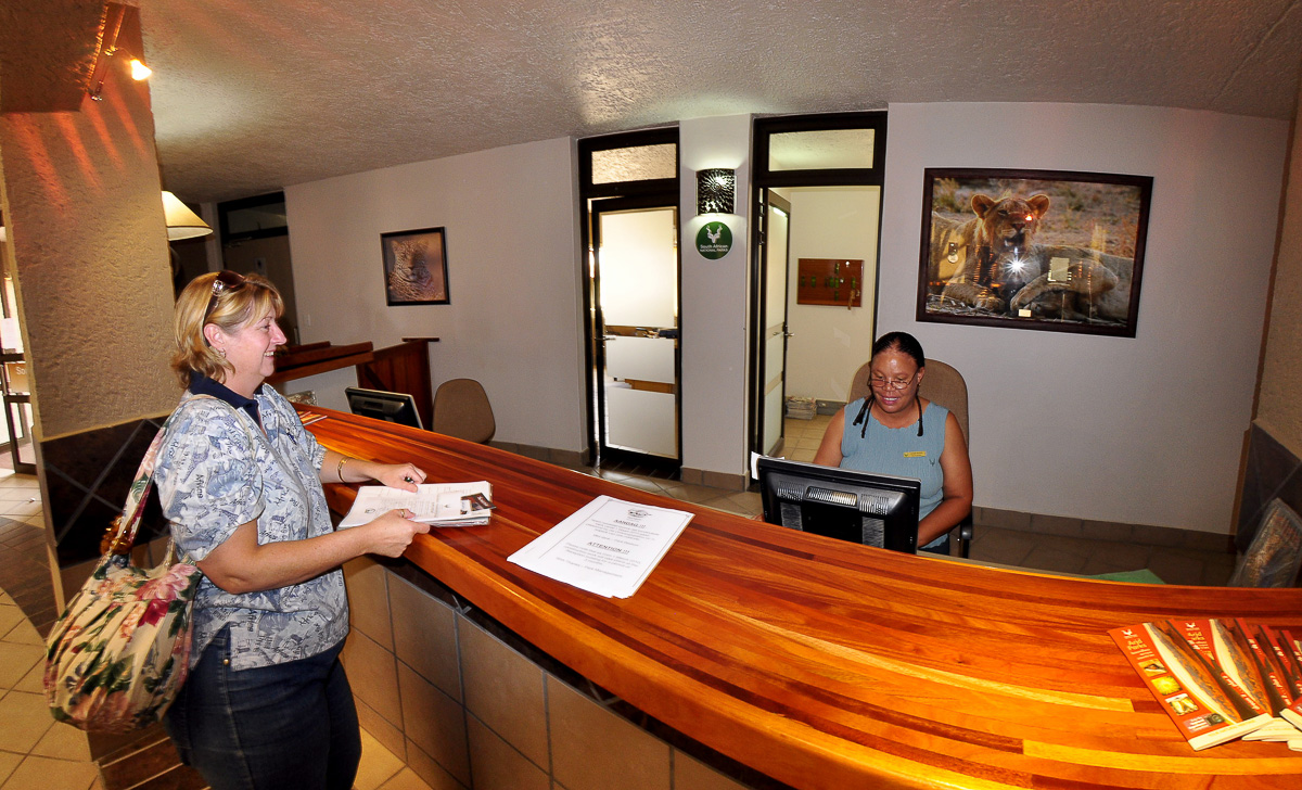Inside the main reception area at Twee Rivieren in the Kalahari