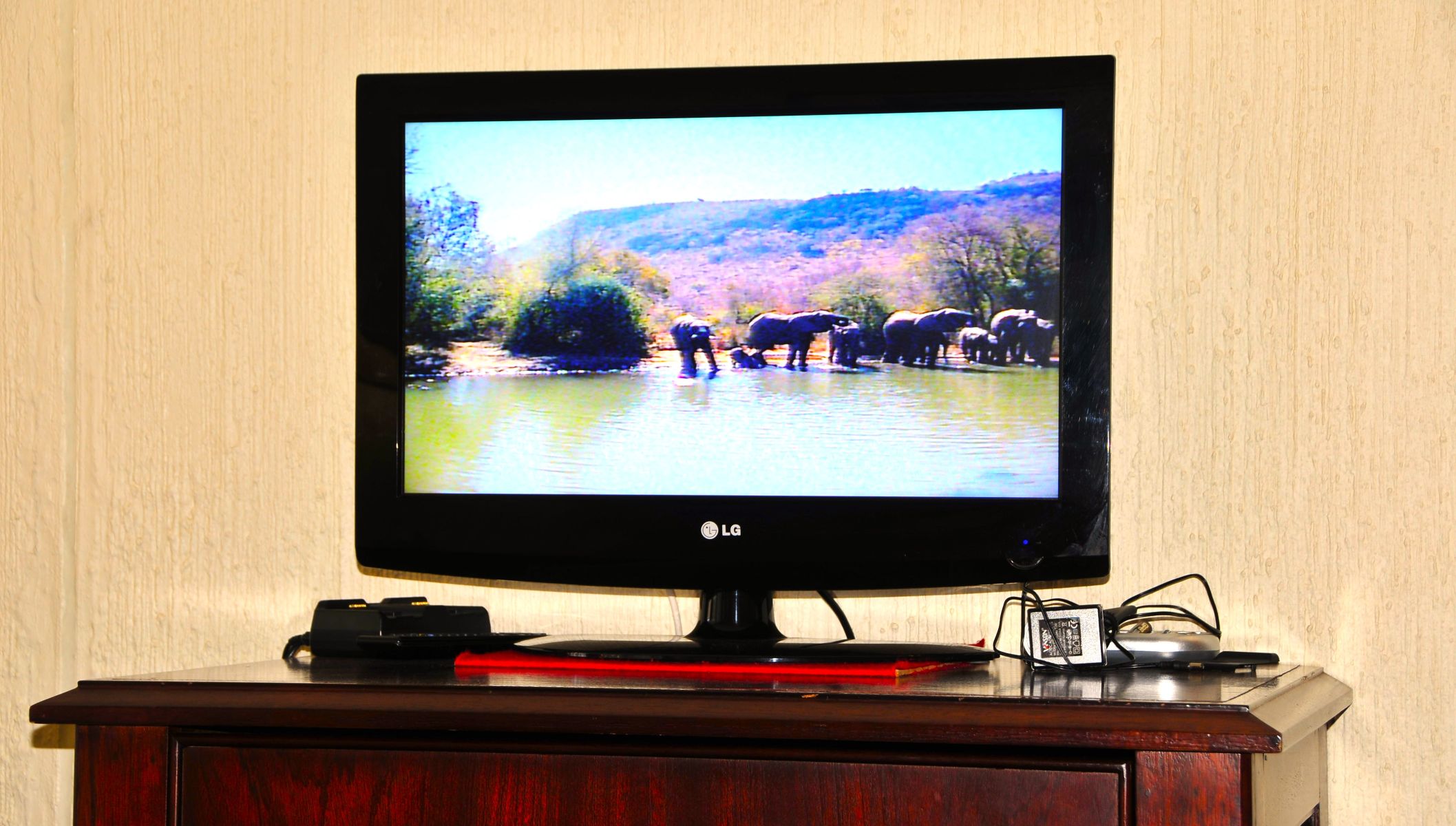 TV monitor in the room at Kwa Maritane