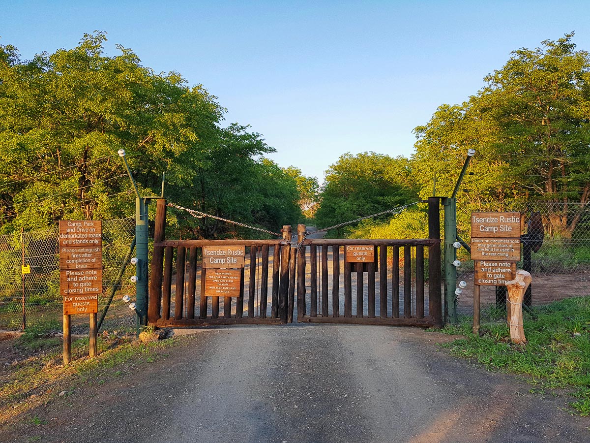 Tsendze camp site gate near Mooiplaas Picnic site in the Kruger National Park