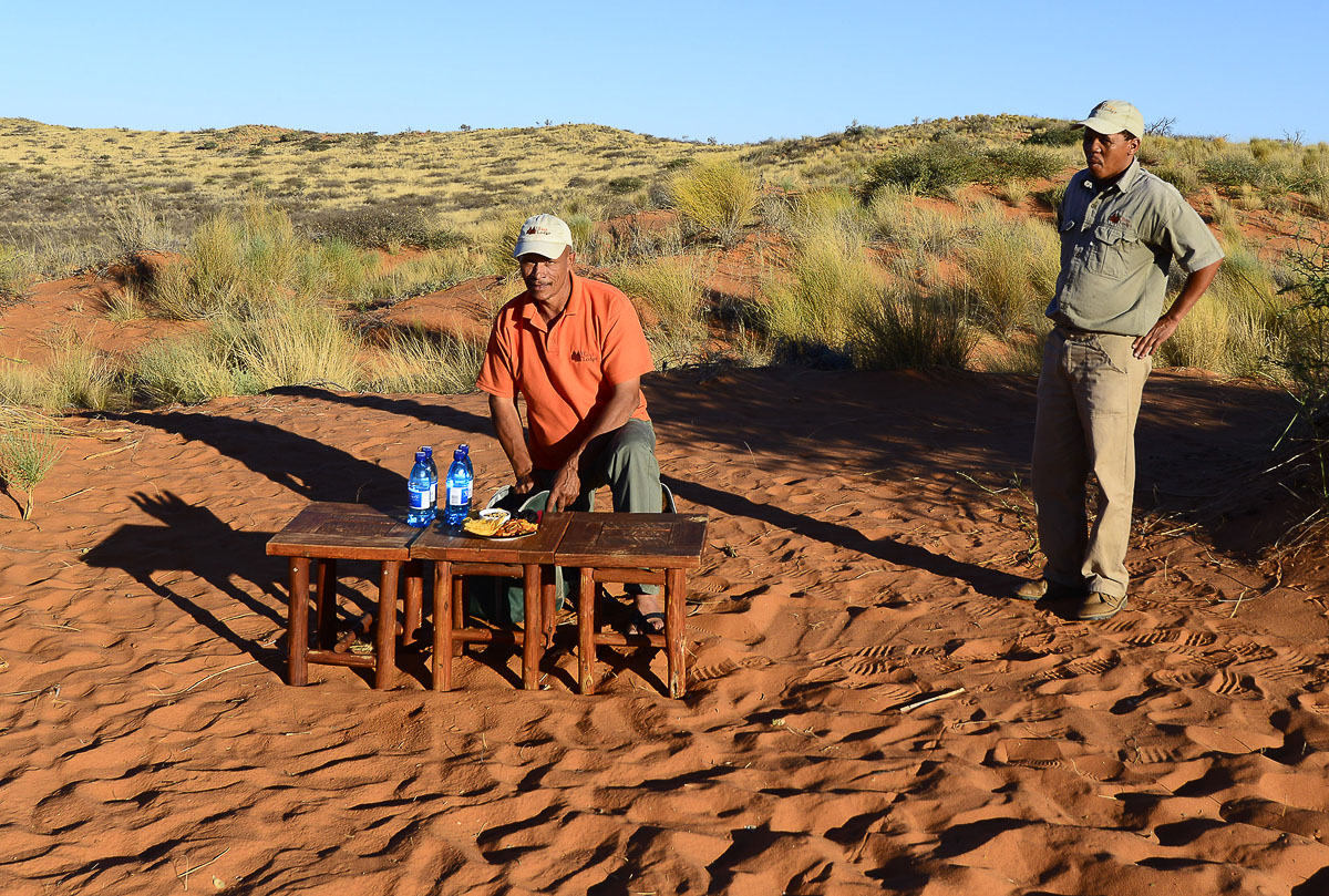 Sundowner stop on our sunset game drive at !Xaus Lodge