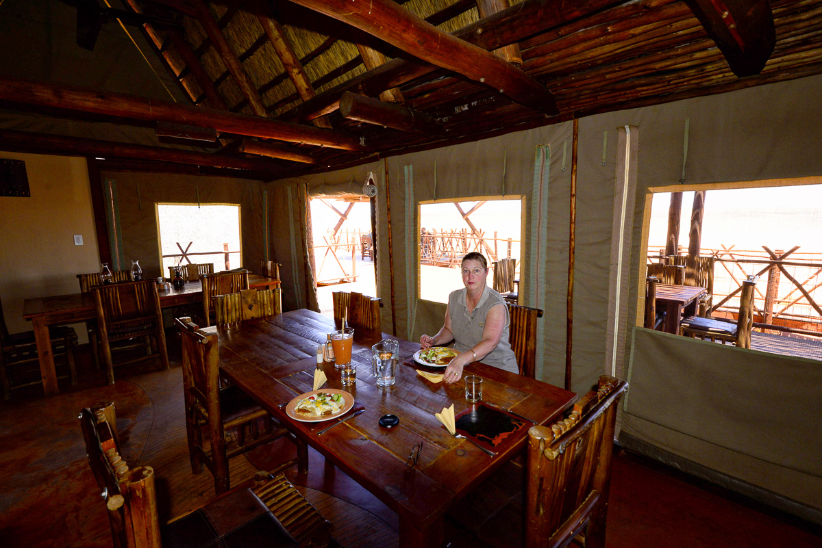 Lunch in dining room at Xaus lodge