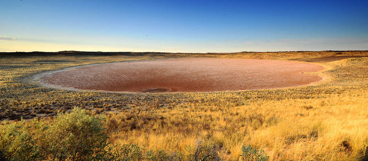 The salt pan at !Xaus lodge by day