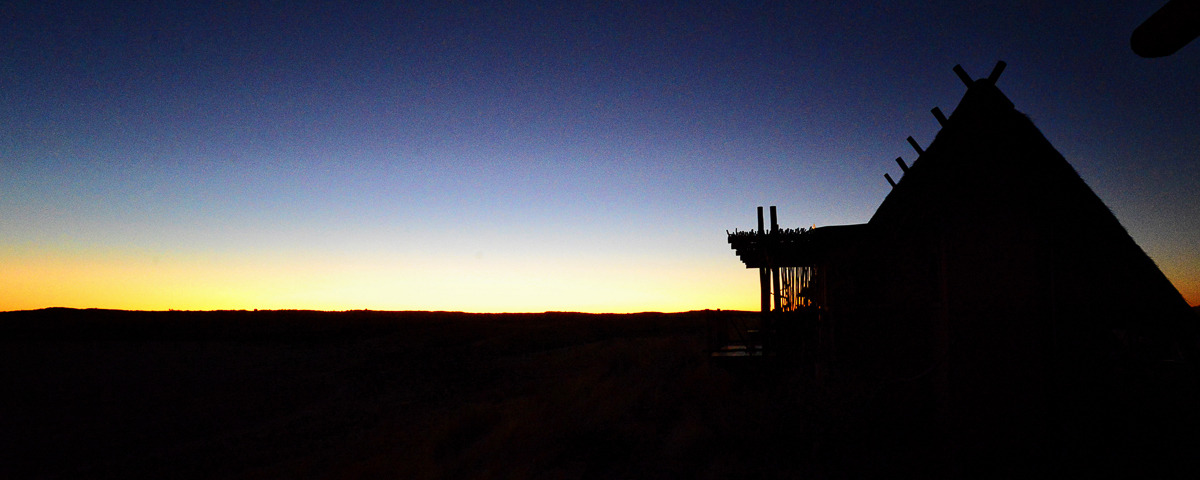 The setting sun over !Xaus lodge