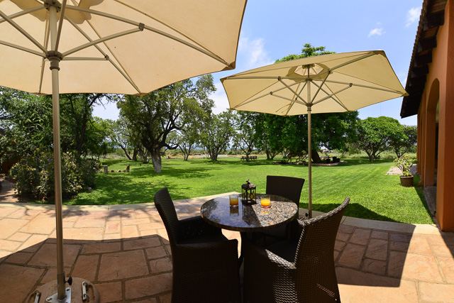 The patio with a view of the waterhole The patio with a view of the waterhole