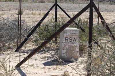 Botswana border marker on the other side.