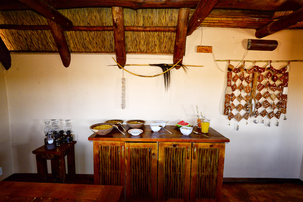 breakfast at !Xaus Lodge in the Kalahari
