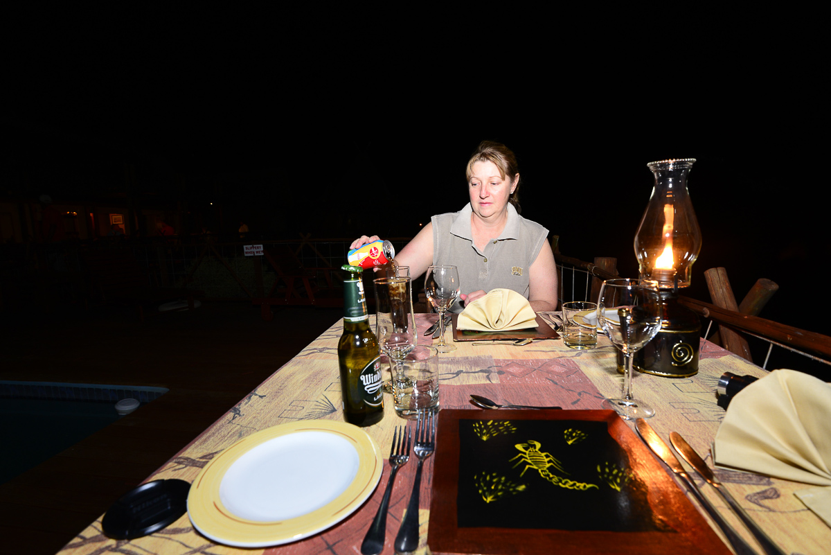 dinner at Xaus Lodge in the Kalahari