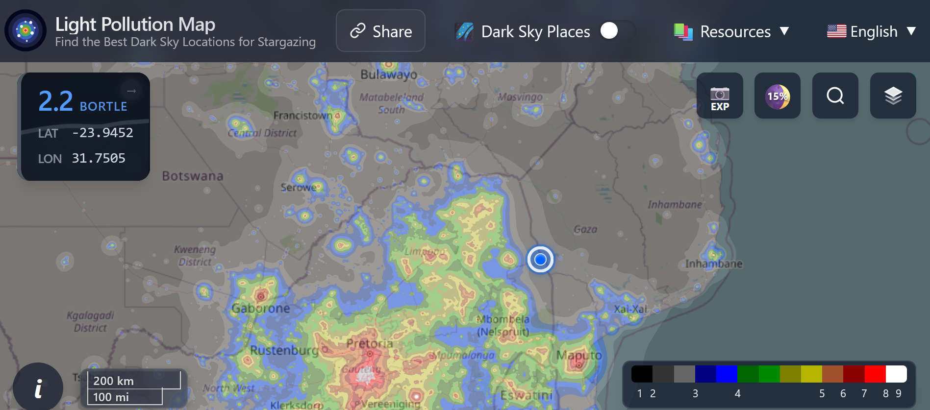 light pollution map for kruger park light pollution map for kruger park