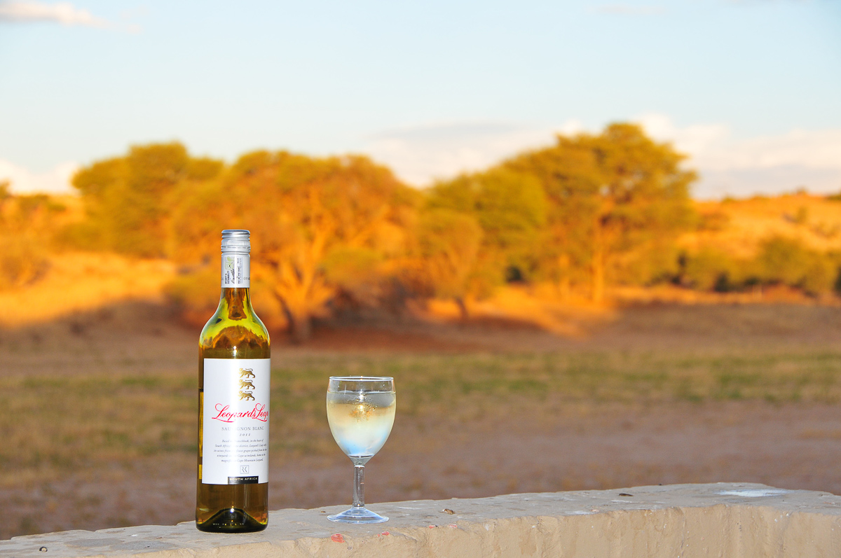 Sundowners from our patio at Mata Mata