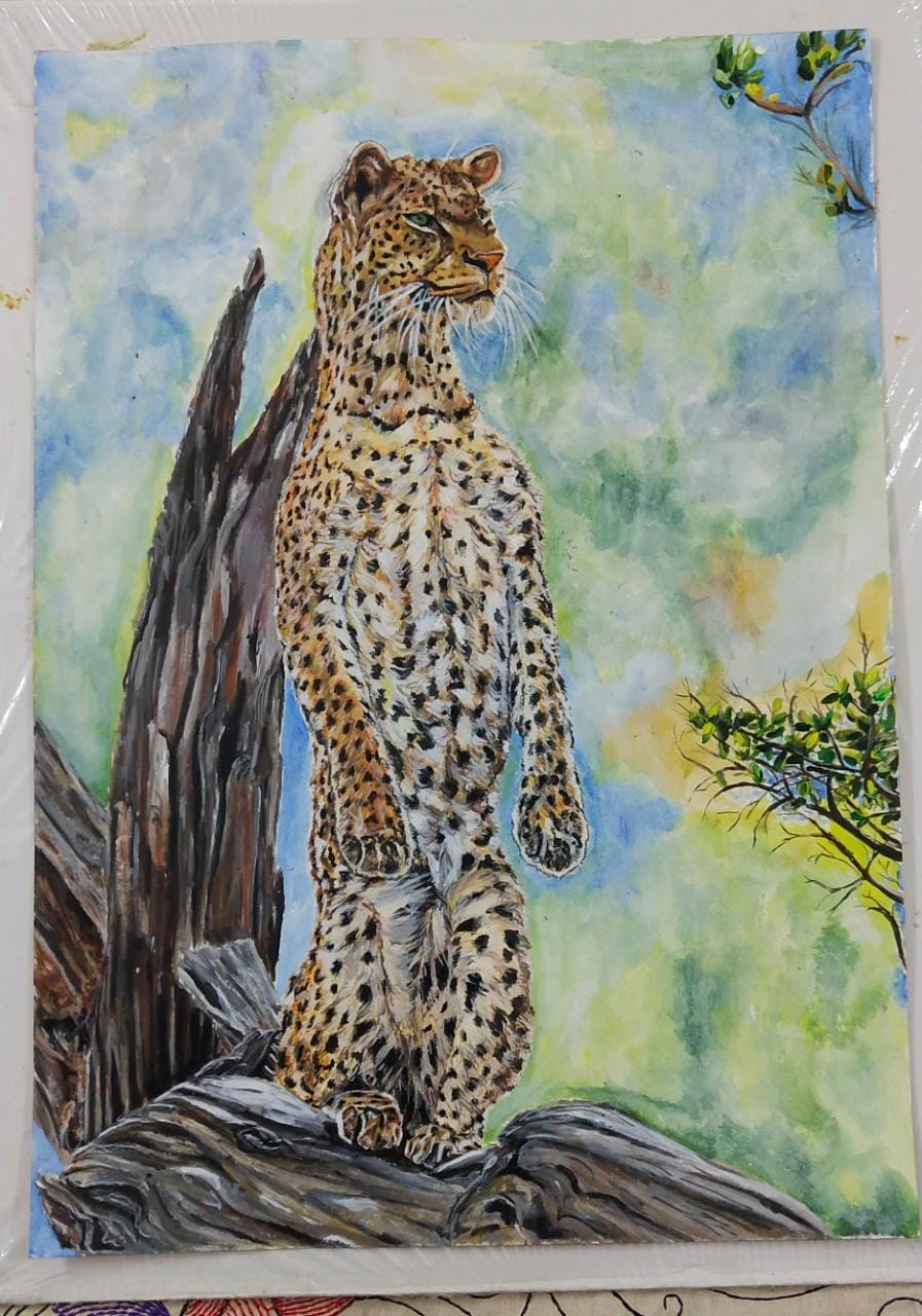 meercat leopard painting by Riya Banerjee