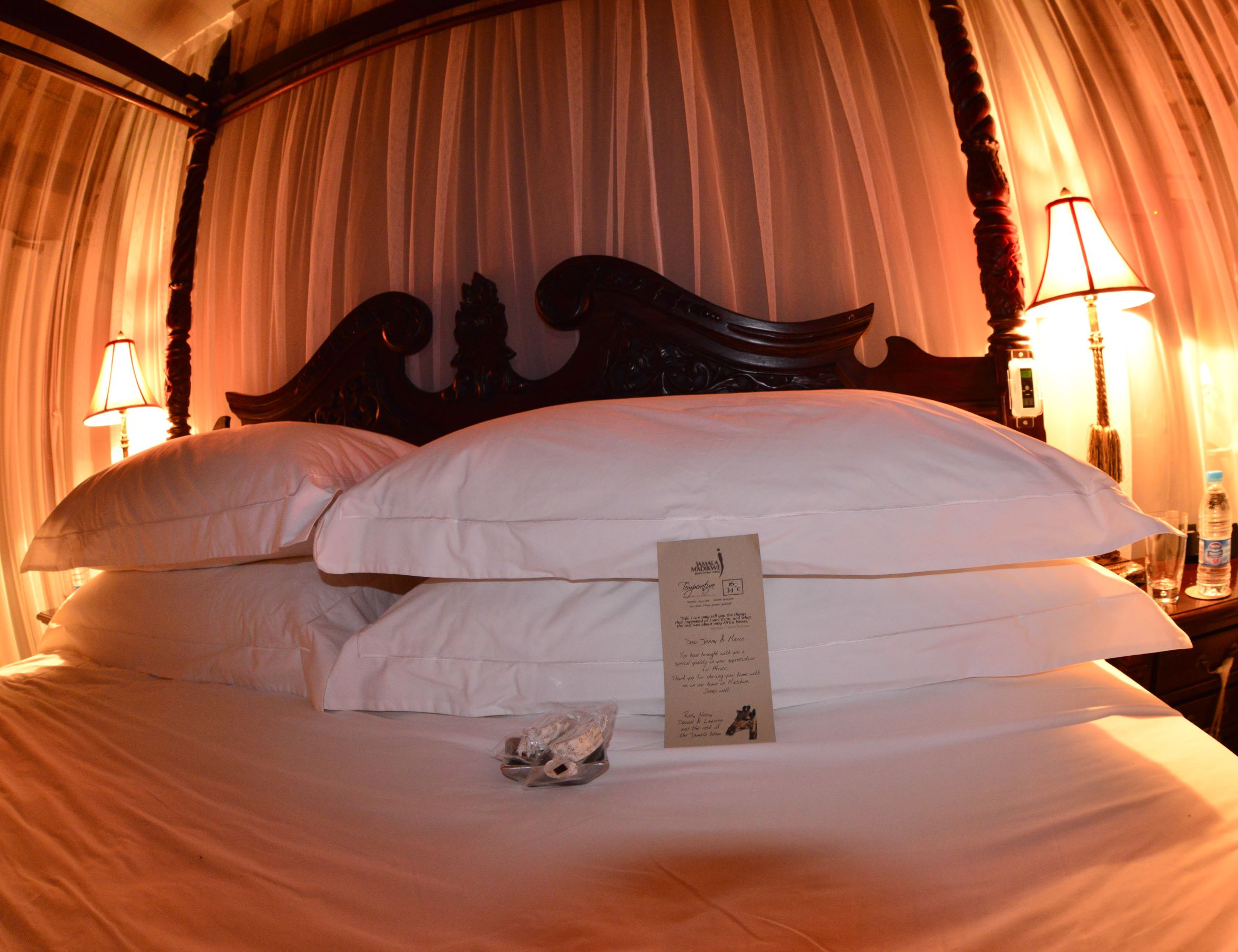 Message on our pillow at Jamala Madikwe Message on our pillow at Jamala Madikwe