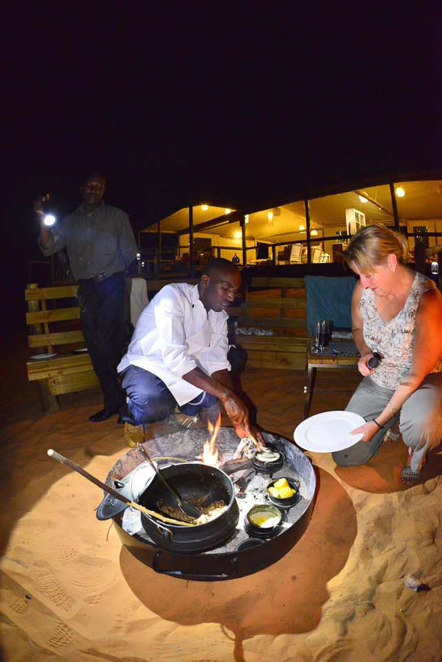 Dishing up our boma dinner